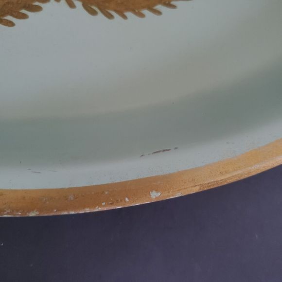 60s Toleware Hand Painted Metal Oval Tray 16.5" x 13.5" Bar Kitchen Serving Vtg - Picture 10 of 10